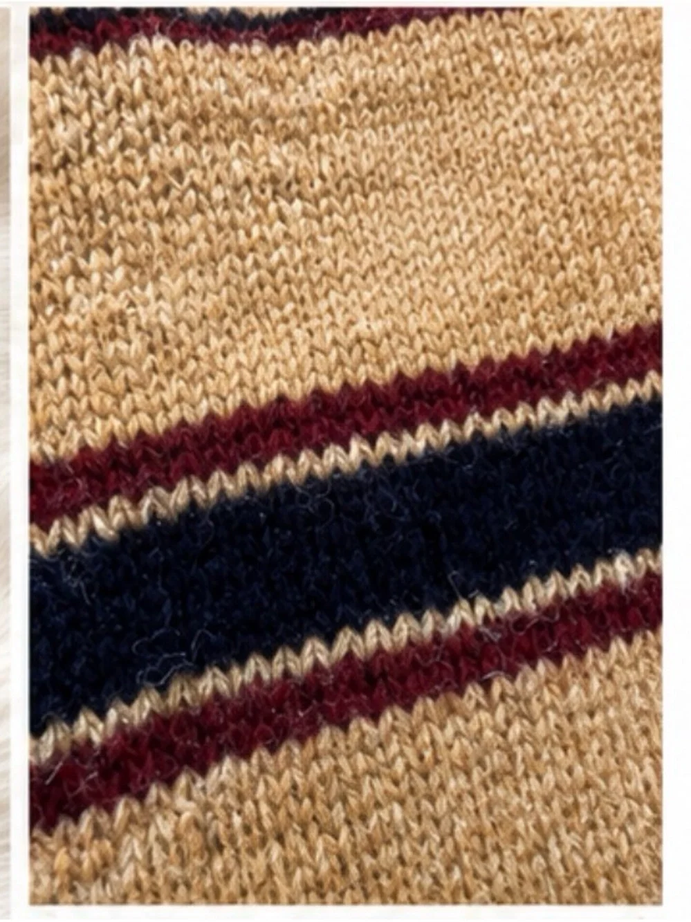 Pendleton Tan Wool Scarf with Navy & Burgundy Stripes